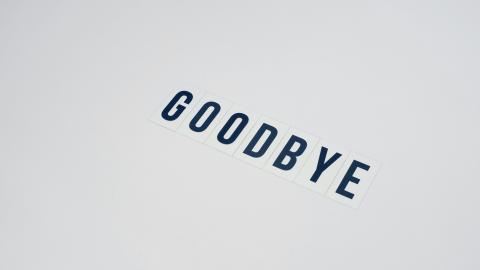 A set of texts with the words "goodbye" are present on a white background