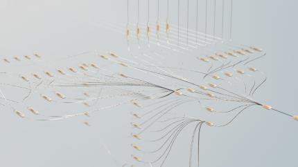Image of a group of lines leading to adjacent lines, representing an algorithm. Courtesy of Google Deep Mind on Unsplash.