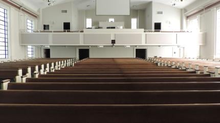Image of an empty church sanctuary. Courtesy of Unsplash.