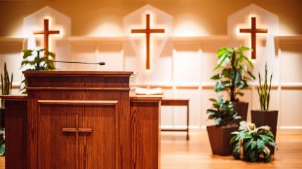 Image of an empty pulpit. Courtesy of Unsplash.