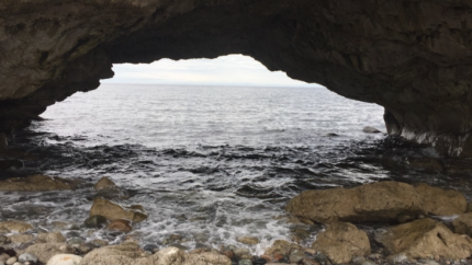 A rocky outcropping overlooking a beautiful lake. Courtsy of Dave Ogden.
