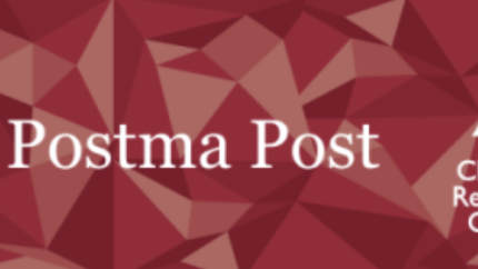 The postma post logo stands against a red background. Courtesy of Canadian Ministries.