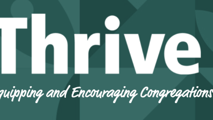 An image of the logo for Thrive against a green background/