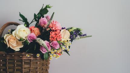 photo courtesy of pexels - https://www.pexels.com/photo/white-pink-rose-on-brown-wicker-basket-near-white-wall-128945/