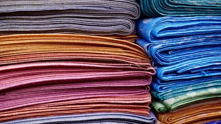 A stack of colorful silk