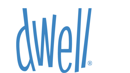 The words "dwell" sit on a blank background