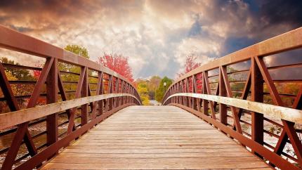 A bridge extends across a river, serving as a metaphor for the work that the Regional Connectors do in the CRCNA. Image by esudroff from Pixabay.