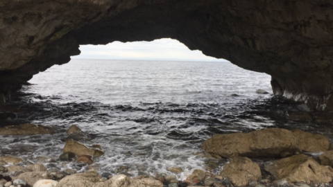 A rocky outcropping overlooking a beautiful lake. Courtsy of Dave Ogden.