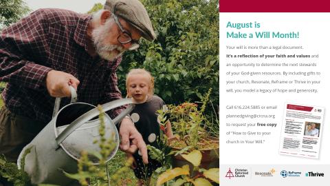 Grandfather Watering Plants with Granddaughter